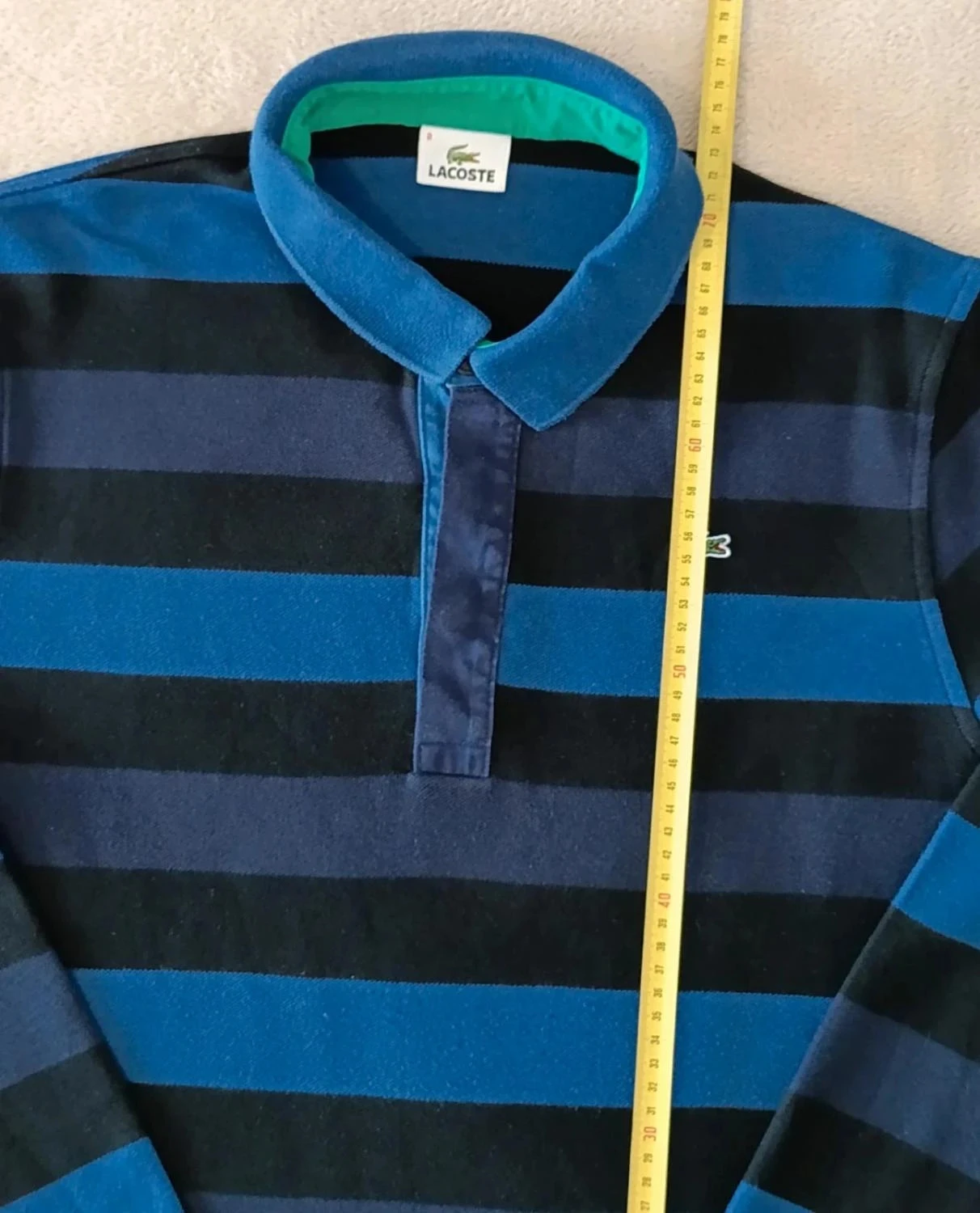 Polo Lacoste azul Listrado Riscas pretas Mangas compridas Tamanho 8 – photo 15